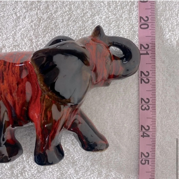 Vintage Canuck Pottery Orange Brown  Glaze Ceramic Elephant Figurine - Picture 9 of 10